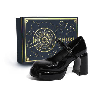 SHUXI Pu Chunky Heel Mary Jane Shoes 8cm Women's
