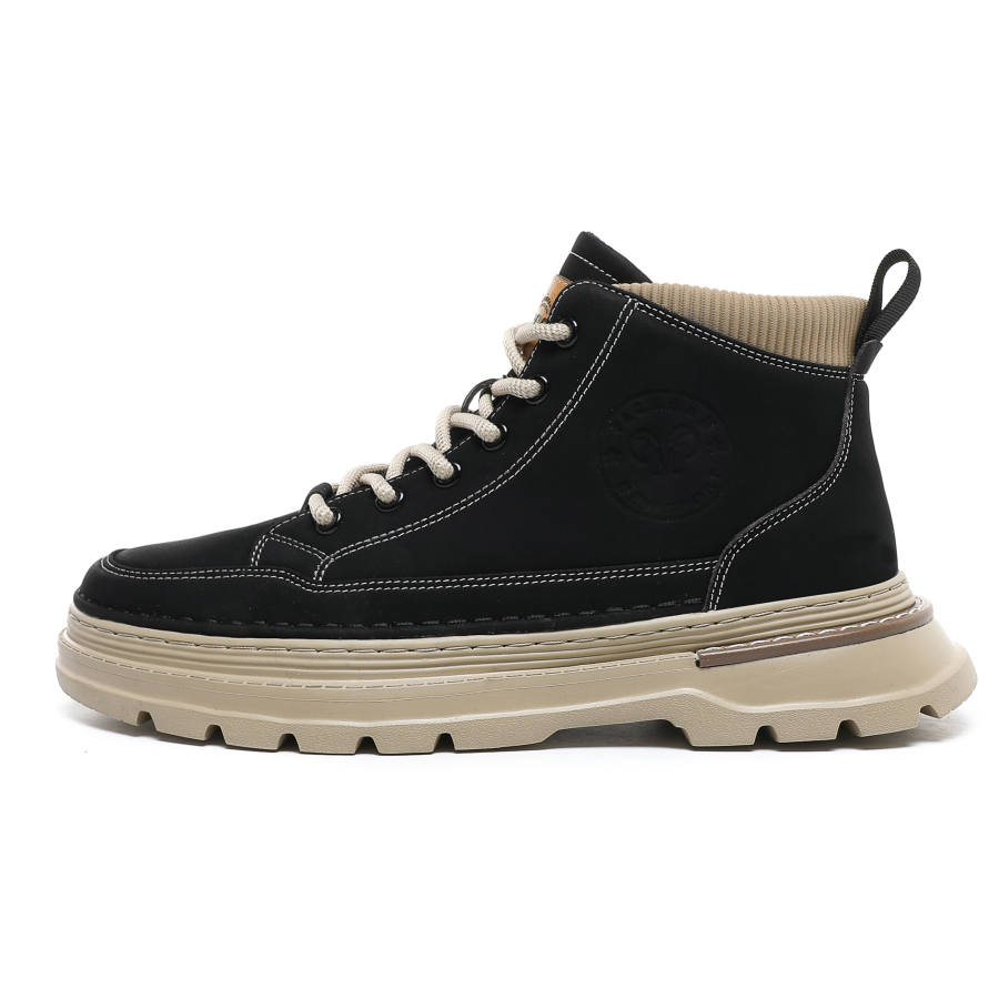 FACKRAM FACKRAM Microfiber Leather Short Combat Boots Men's