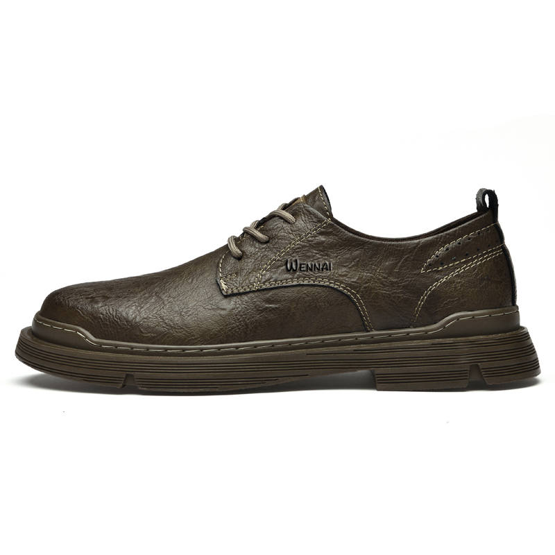 WENNAI Cow Split Leather Casual Shoes Men's Umber