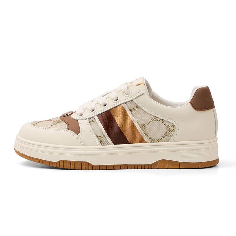 QIAONAI Low top Skateboard Shoes Women's Beige Apricot