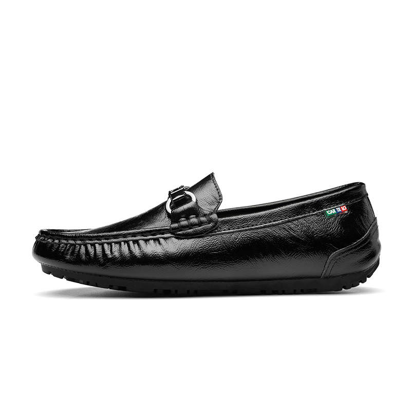 CARTELO Cow Split Leather Casual Leather Shoes Men's Black