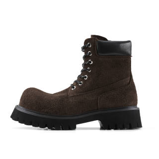 HANQIAORIJI Heavyweight Collection Cow Suede Short Combat Boots Men's Dark Brown