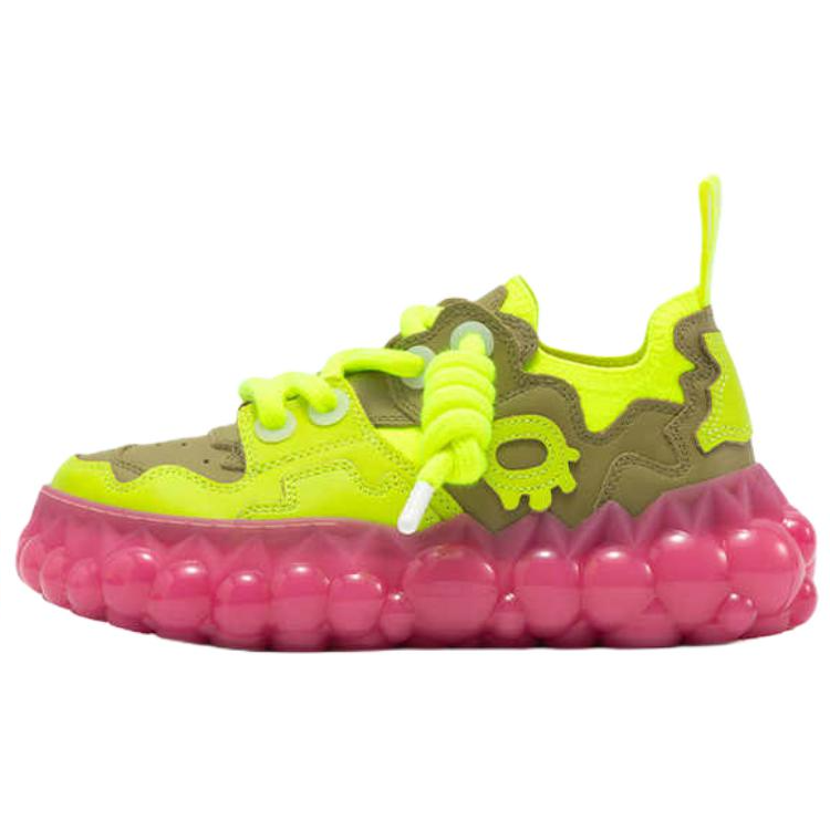 OETZI LceMelt Cow Leather Abrasion Resistant Abrasion Resistant Low top Casual Shoes Women's Neon Yellow