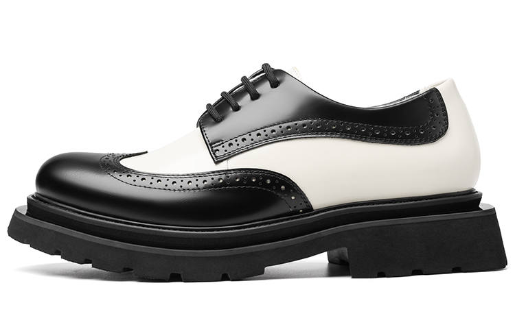 TUATARA Top Grain Cow Leather Platform Shoes Men's Black White