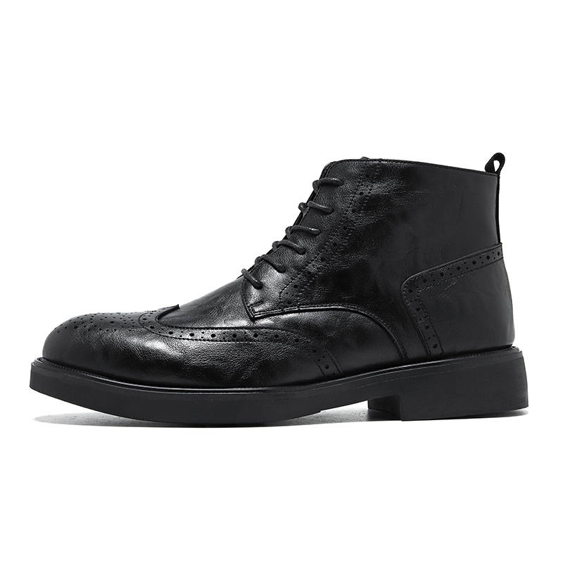 PINYI PINYI Microfiber Leather Short Combat Boots Men's Black