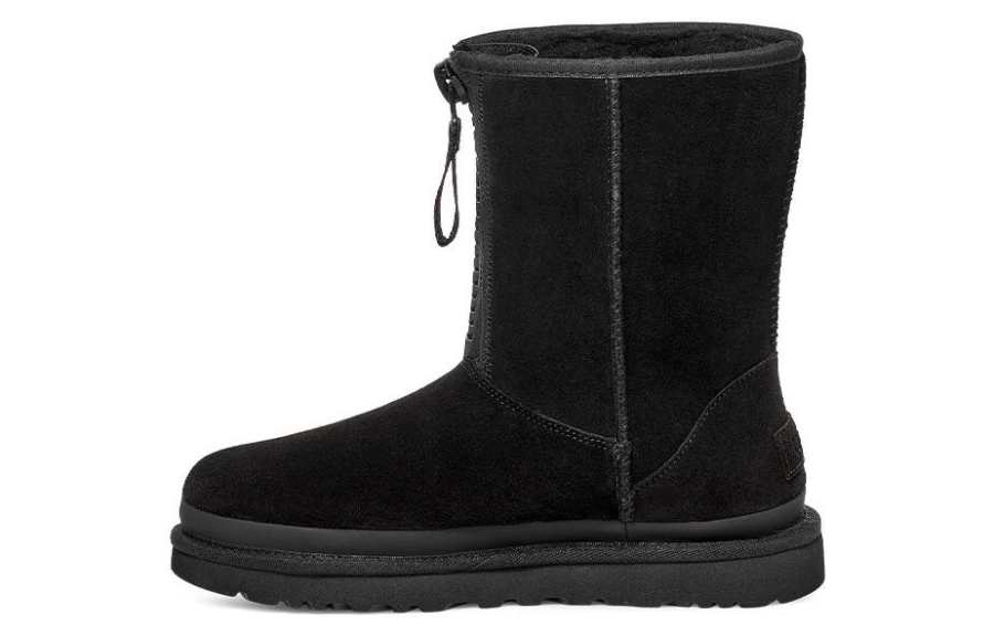UGG UGG Classic Short Zipper Tape Logo Boot 'Black' Women's