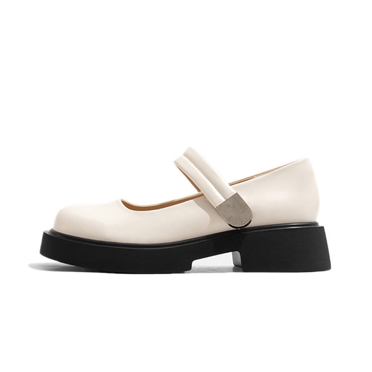 LAOMIAO Cow Split Leather Chunky Heel One Strap Platform, Mary Jane Shoes 4.5cm Women's