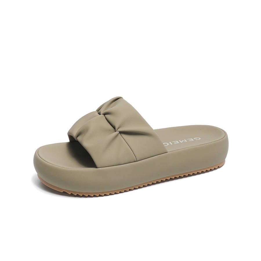 GEMEIQ Slide Slippers Women's Elephant Gray/Ecru/Apricot