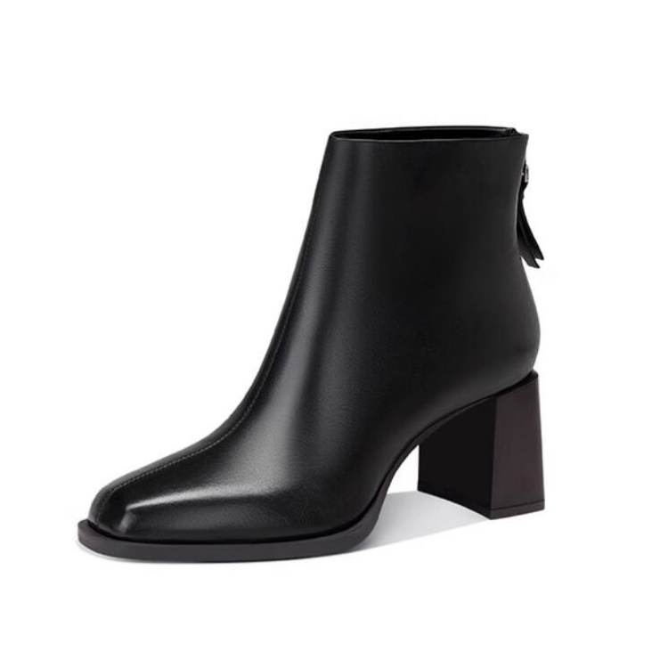 JESSICA SOPHIA Top Grain Cow Leather Ankle Boots 6.5cm Women's