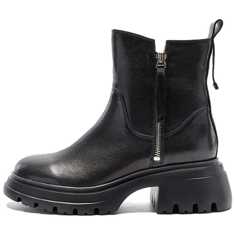 NINE WEST Sheepskin Fleece Lined, Trendy Versatile, Platform Height Increasing Ankle Boots 6.5cm Women's