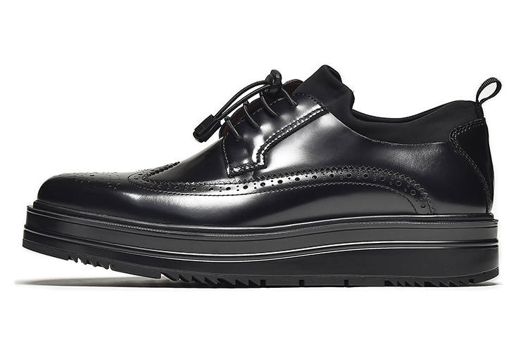 Beau Today Open Edge Pearl Cow Leather Casual Shoes Men's Black