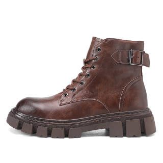 DAISHUTOU Cow Split Leather Crew Combat Boots Unisex