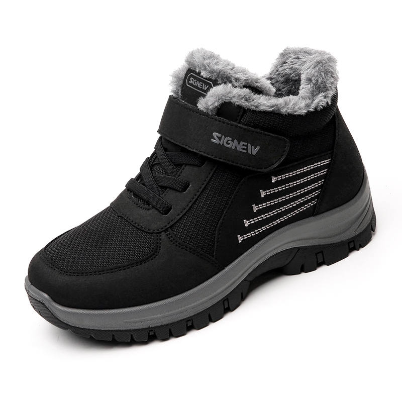 XINNUO Fabric Soft Sole Comfortable, Fleece Lined Thermal Slip Resistant Slip Resistant High top Casual Shoes Women's