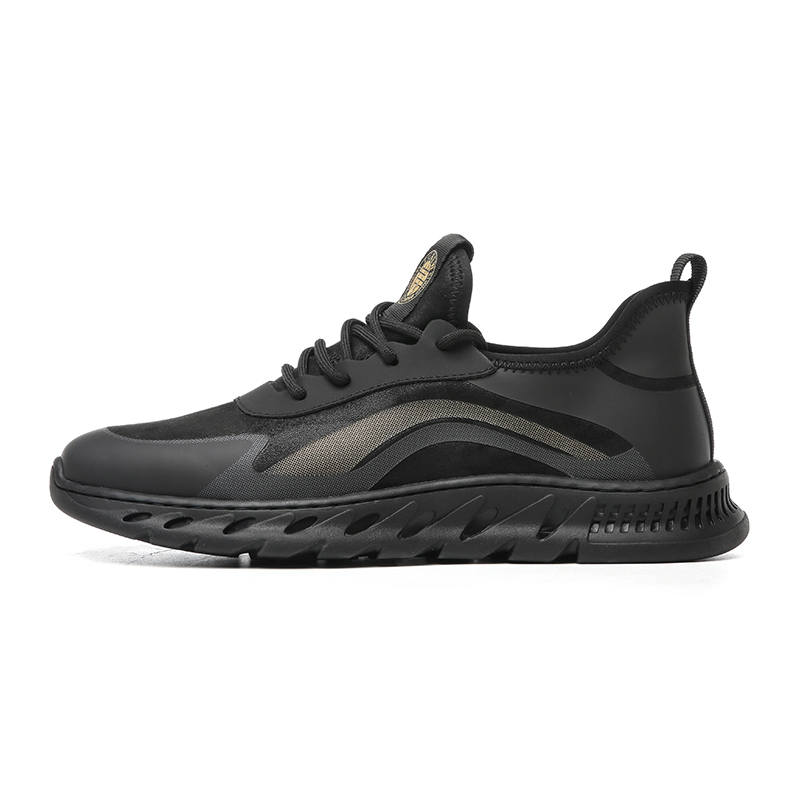 XINNUO Fleece Lined Comfortable, Classic And Versatile Thermal Low top Casual Shoes Men's Black Gold