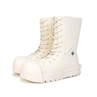 FREE WORLD ORDER Microfiber Leather Ankle Boots Unisex Ivory White