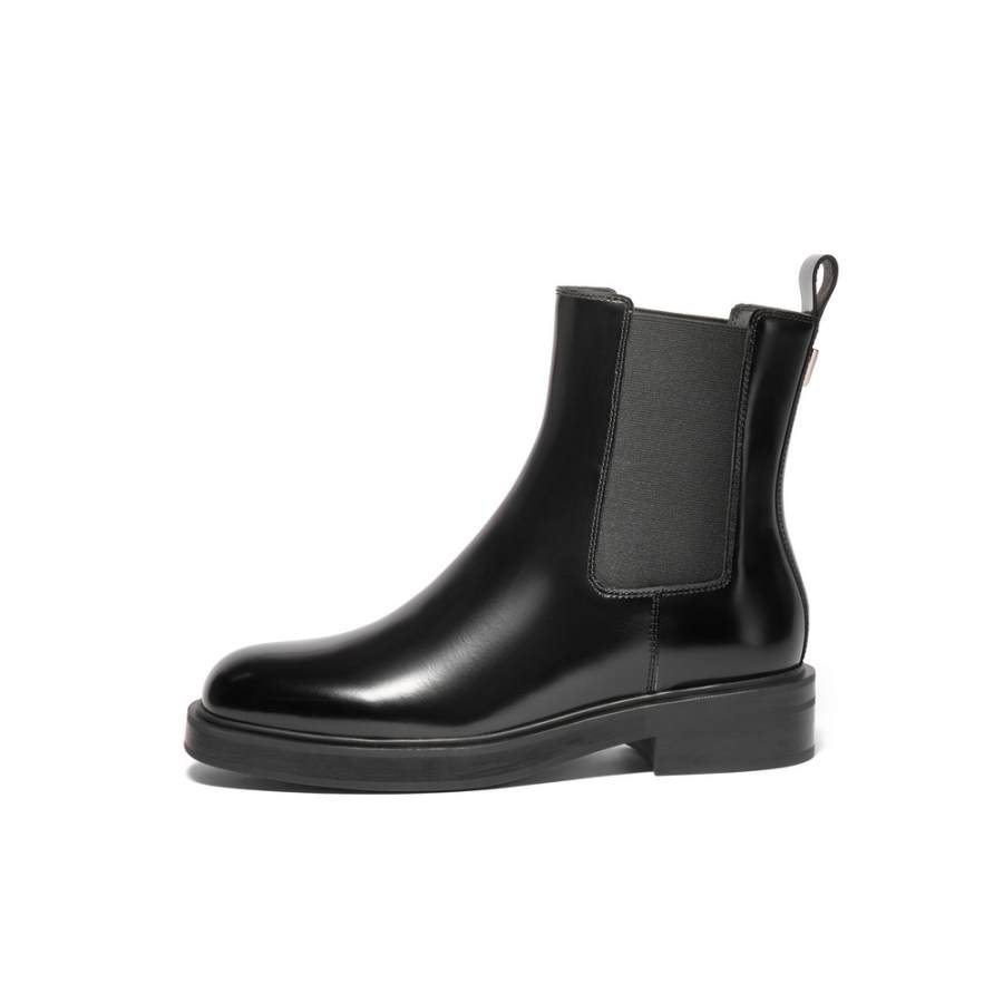 BELLE Cow Leather Short Chelsea Boots 4cm Women's