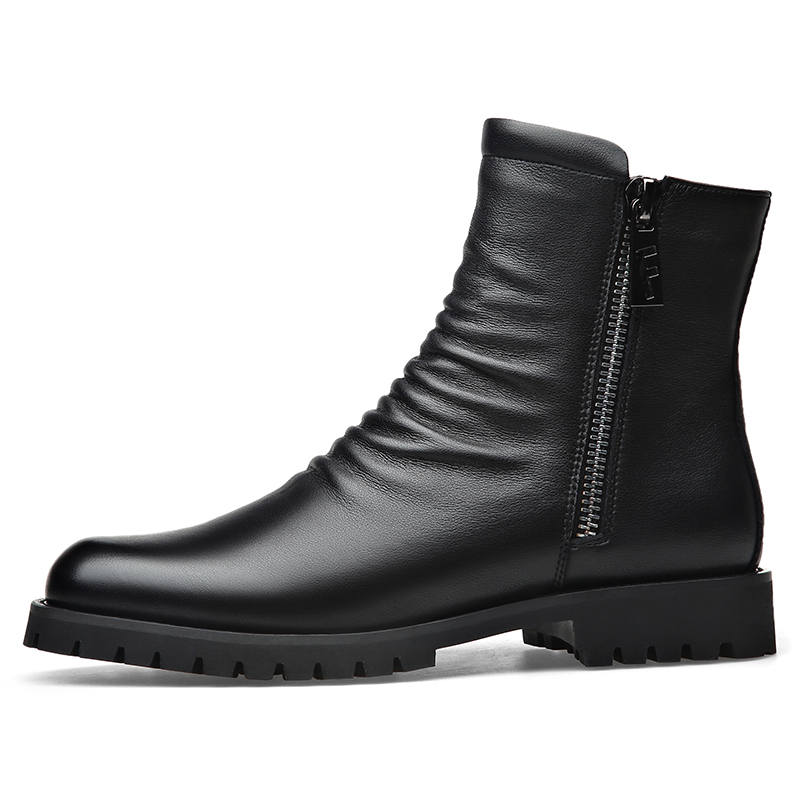 LUOMAIKE Trendy Fashion, Slip Resistant, Abrasion Resistant, Fleece Lined Thermal Ankle Boots Men's Black