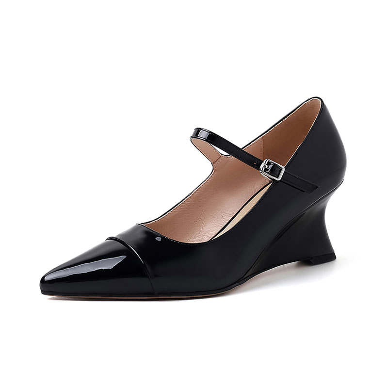 Echo&yolo Cow Leather Irregular Heel Mary Jane Shoes Women's