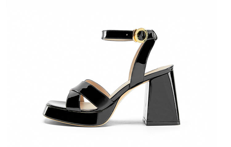 NINE WEST Cow Leather One Strap Sandals 9cm Women's