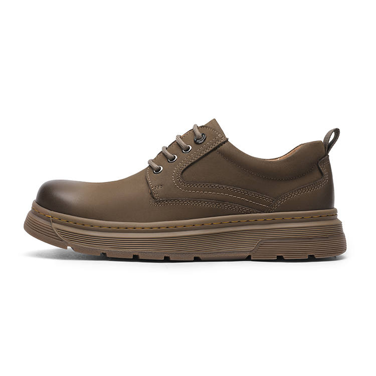 GOLDLION Casual Leather Shoes Men's Low Top Khaki/Earth Yellow