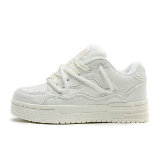 CVOJOO Puffy Shoes Low top Skateboard Shoes Unisex White