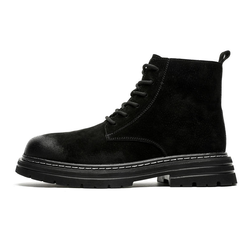 ZHENRAN ZHENRAN Top Grain Pig Leather Short Mid Calf Combat Boots Men's
