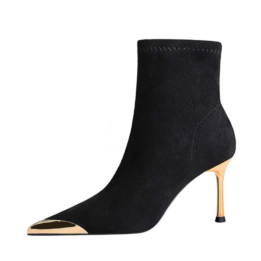 YAFEI XUANYU Suede Ankle Boots 8cm Women's Black