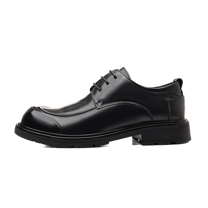PT'SON Top Grain Cow Leather Casual Shoes Men's Black