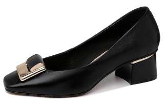 GUQITIANLUN Cow Leather Chunky Heel High Heels Women's