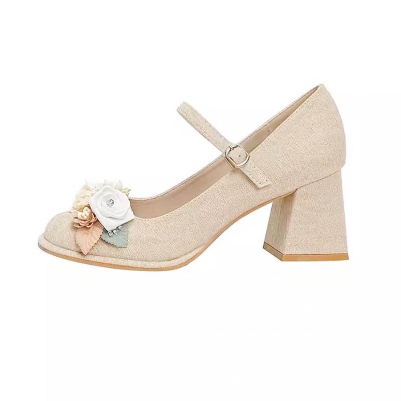WUGUNIANG Mary Jane Shoes Women's Champagne