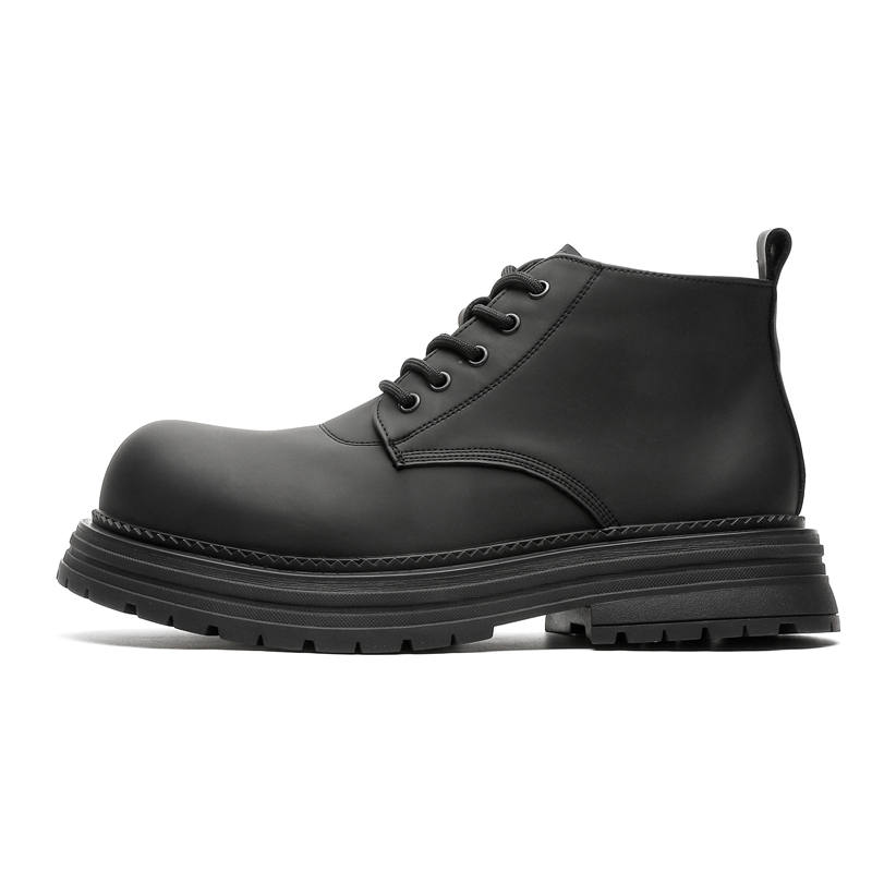 PINYI PINYI Microfiber Leather Short Combat Boots Men's Black