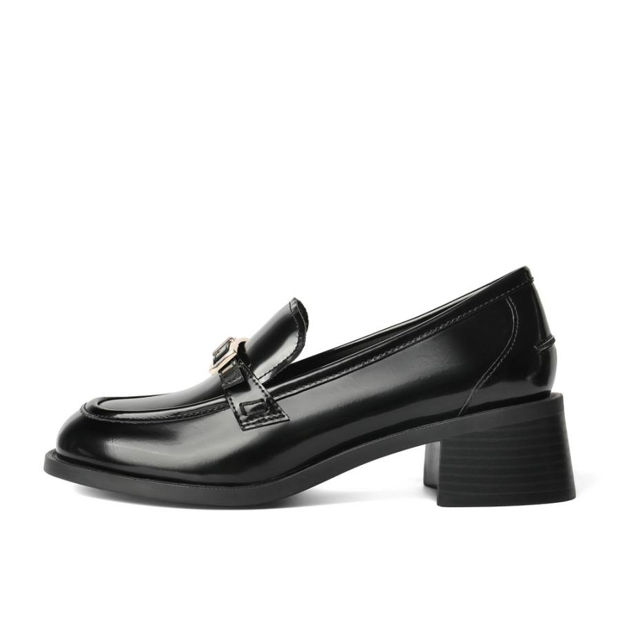 BELLE Top Grain Cow Leather Loafers 4.5cm Women's Burgundy, Black