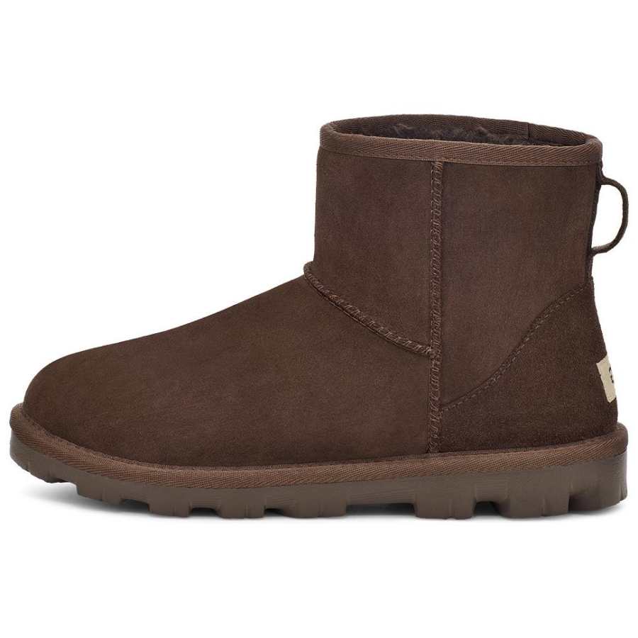 UGG UGG Essential Cow Split Leather Fleece Lined, Comfortable Versatile Minimalist Style Short Snow Boots Women's Chocolate