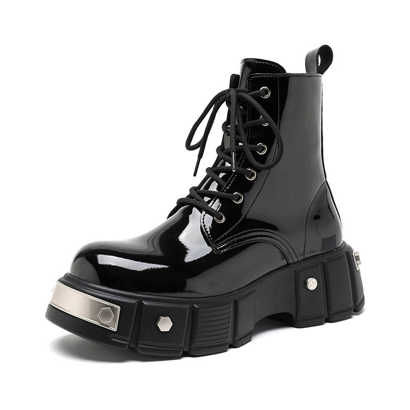 KAQIAODI Microfiber Leather Combat Boots Men's Black