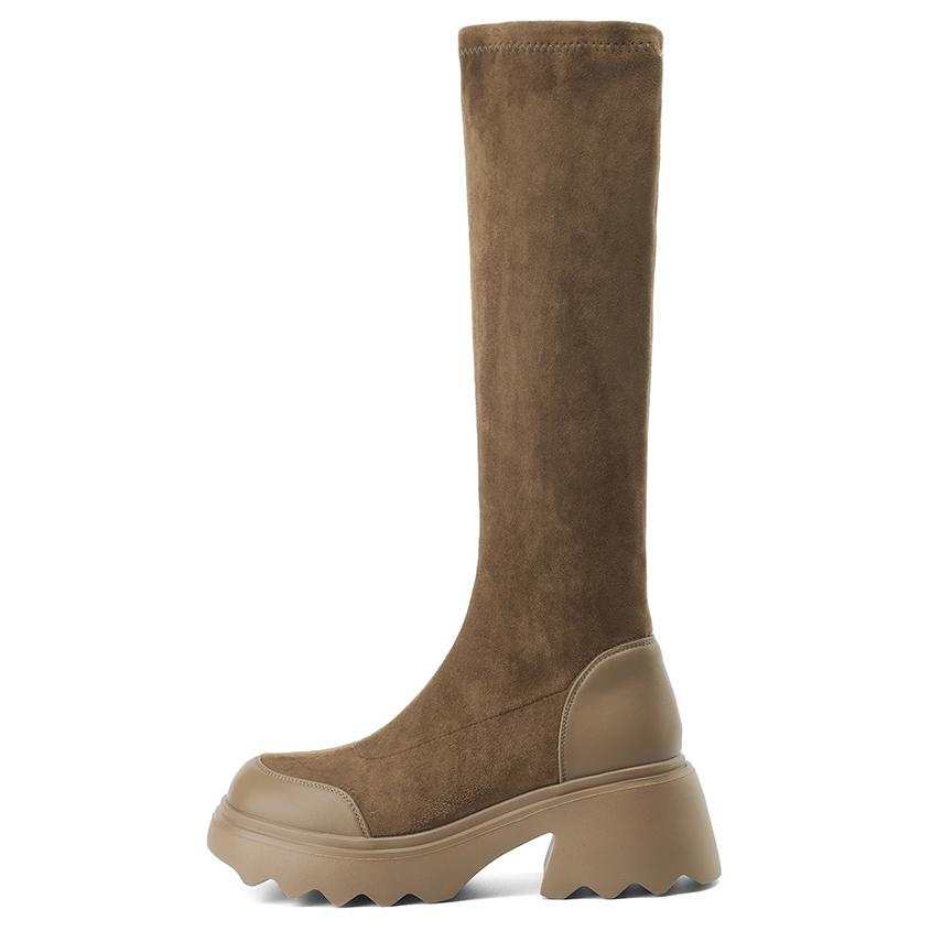 BOERDIQI Slim Boots Knee high Boots 5.5cm Women's Black