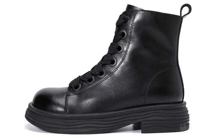 DAPHNE DAPHNE Short Combat Boots 4cm Women's Black