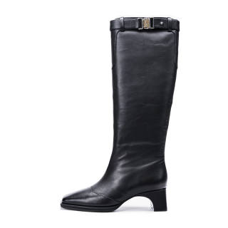 R'AZZURRO Cow Leather Knee high Boots 5CM Women's Black