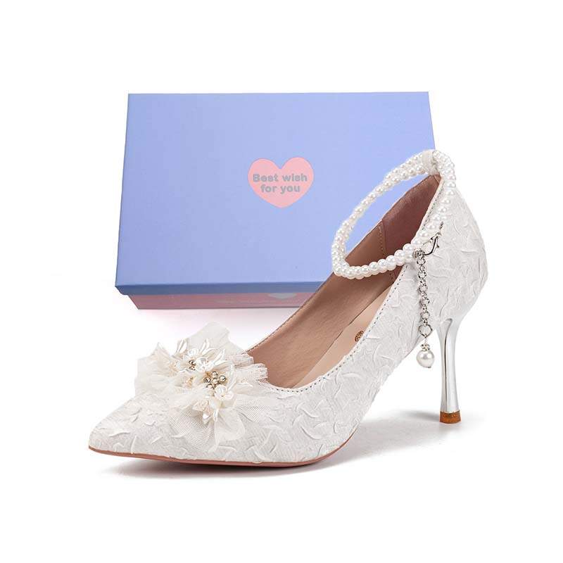 Xingdiman Slim Heel High Heels Women's Ecru Gift Box Set