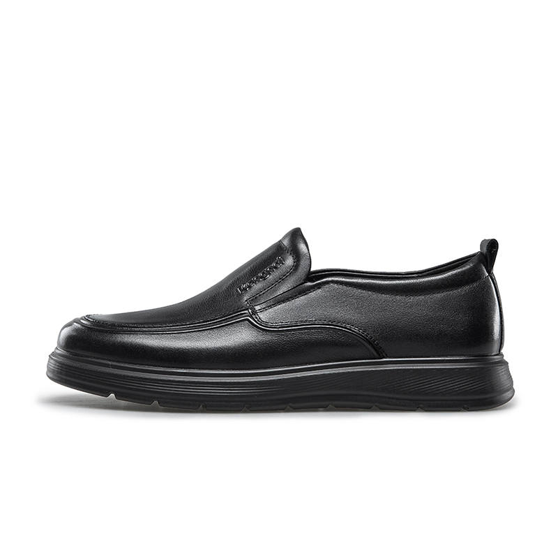 KANGNAI Casual Leather Shoes Men's Low Top Black/Brown