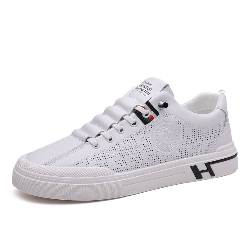 HENIBAOLUO Cow Split Leather Breathable Low top Skateboard Shoes Men's
