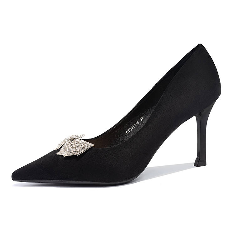 Ainer-cat Ainer cat Suede Slim Heel High Heels 8cm Women's Black