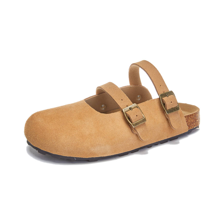 VAEL Stitching Leather Patchwork Abrasion Resistant Slip Resistant Closed Toe Slippers Women's