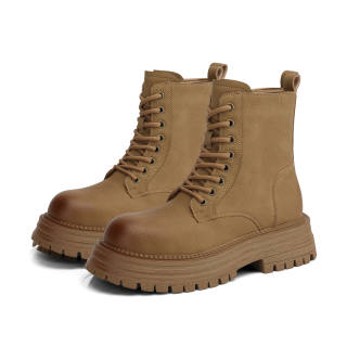 FOXER Short Combat Boots Women's Apricot