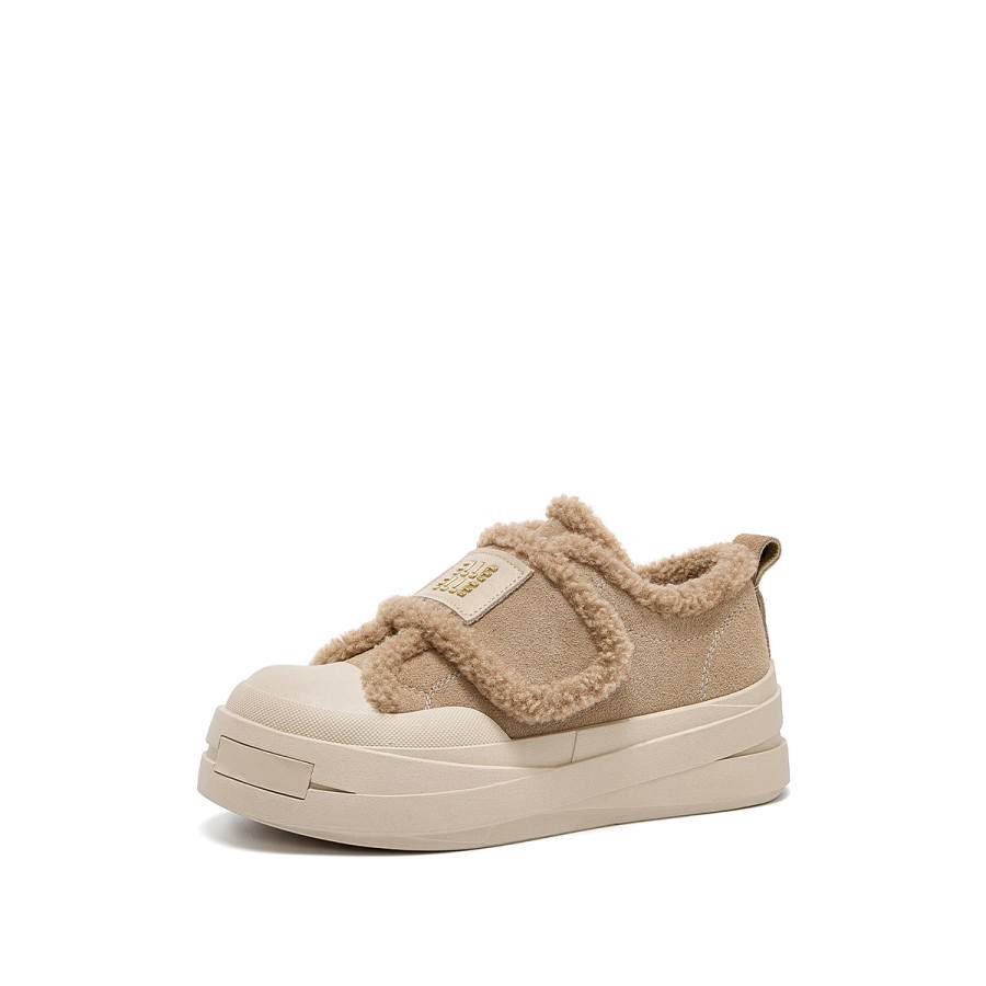 ELLE Cow Split Leather Fleece Lined Thermal, Lightweight Casual, Fashion Trend, Minimalist Style Versatile Low top