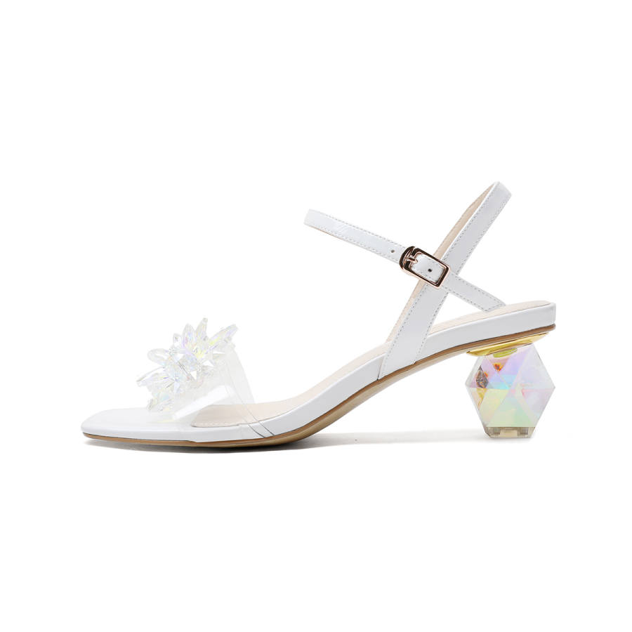 HAOYASENNU PVC Stylish Sandal 5cm Women's White