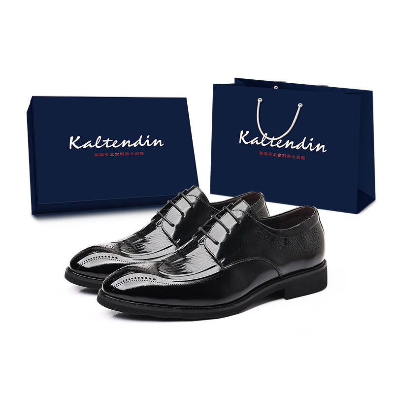 Kaltendin Top Grain Cow Leather, Business Embossed Brogue Brogues Craft Dress Shoes Men's