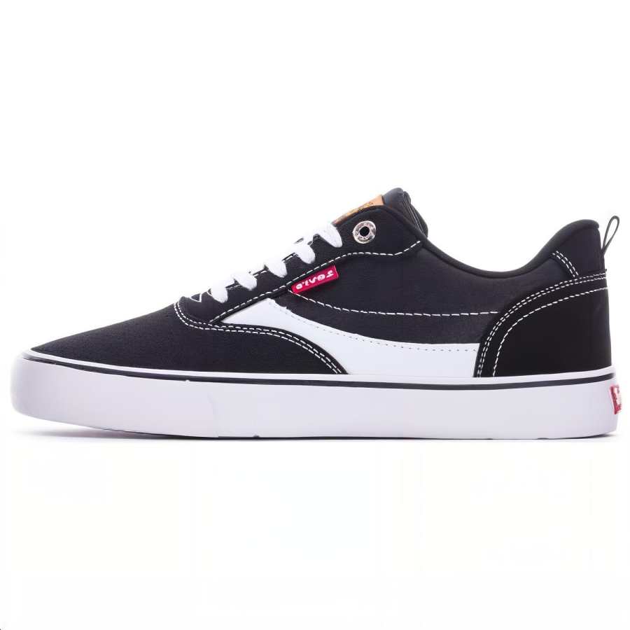 Levis Slip Resistant Cushioning Abrasion Resistant Low top Skateboard Shoes Men's Black White