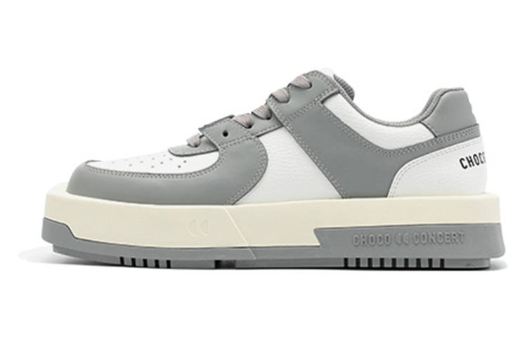 CHOCO CONCERT Round Square Cow Leather Low top Stylish Skateboarding Shoes Unisex Gray
