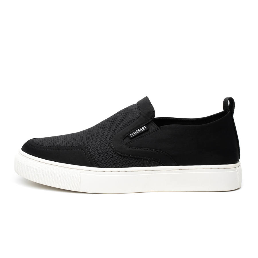 FED Textile, Split Cow Leather Breathable And Wear resistant Skateboard Shoes Men's Black