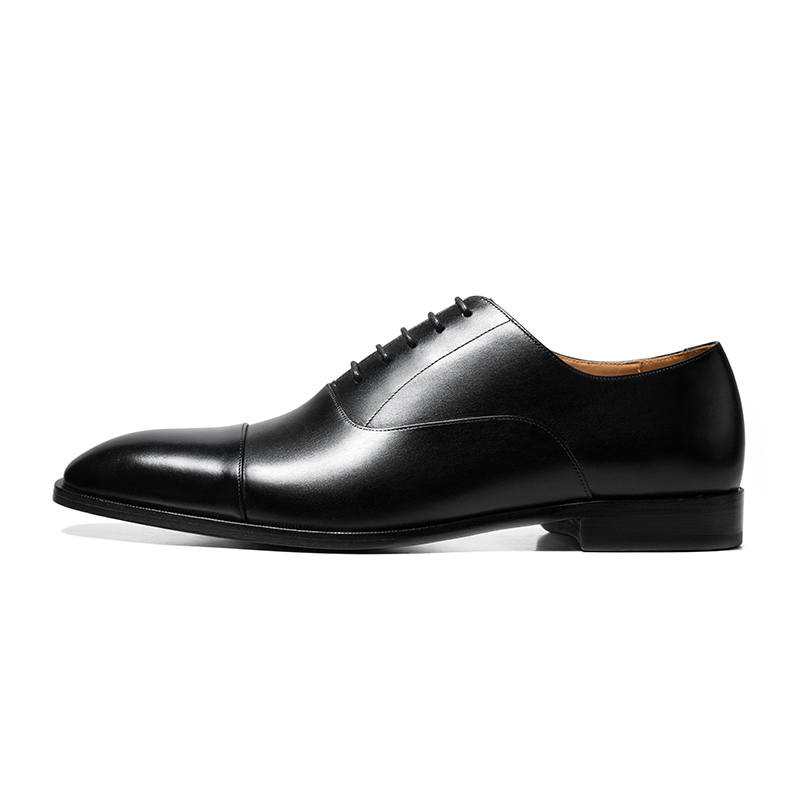 THOM WILLS British Style Handcrafted Oxford Business Shoes Top Grain Cow Leather Dress Shoes Men's Black